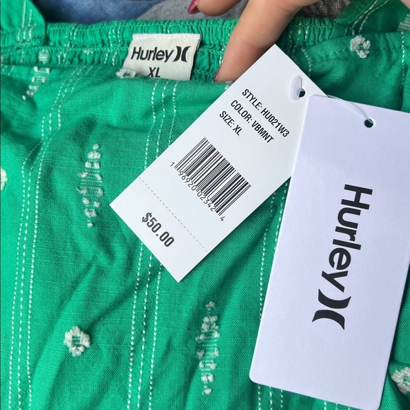 Hurley Green & White Top XL NWT - Picture 2 of 7